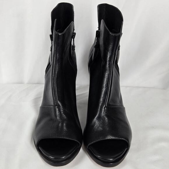 RAG & BONE WOMEN’S NOELLE BLACK LEATHER PEEP TOE BOOTIES – US SIZE 9 - Picture 3 of 11